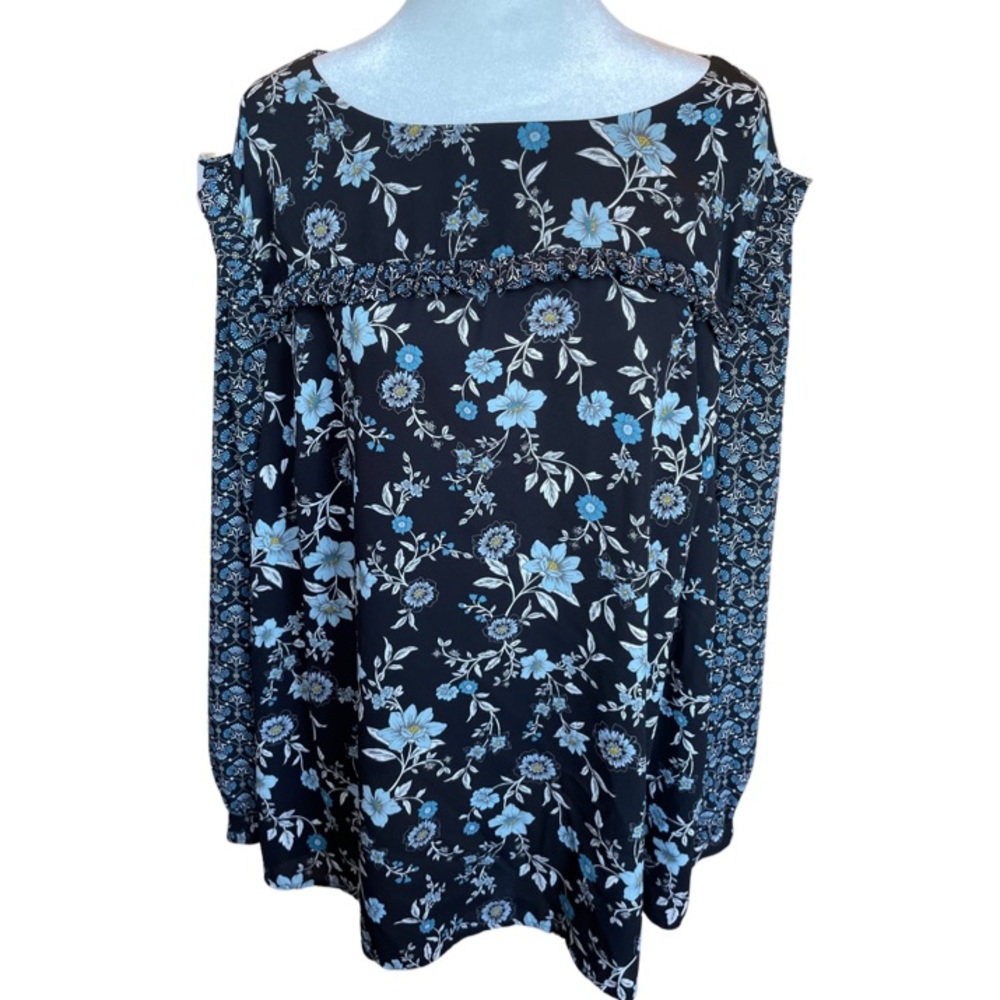 LOFT Plus floral blouse with ruffle details